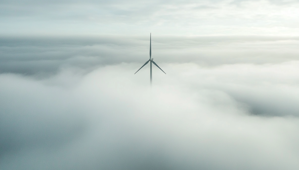 Turbine appearing through the fog
